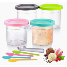 Paquete de 4 recipientes para helado de 450 ml con tapas y cucharas de aluminio para las series NC300EU, NC301EU y NC299AMZ, resistentes al