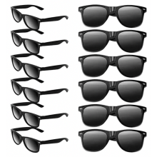 Lot de 12 lunettes de soleil noires rétro classiques unisexes pour les fêtes sur la plage, les anniversaires, les fêtes à la piscine et les