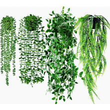 Paquete de 4 plantas colgantes artificiales con macetas, plantas trepadoras artificiales para decoración de interiores y exteriores: estante