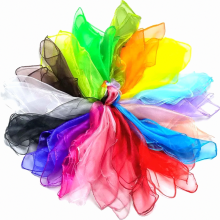 Lot de 20 foulards de jonglage 60 x 60 cm en mousseline, foulards de danse carrés et colorés pour la gymnastique, idéaux pour les spectacles