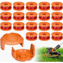 Pacote com 20 bobinas de reposição para aparadores de grama de 20V, 1,65 mm de diâmetro, 3 m de comprimento, inclui 18 bobinas.