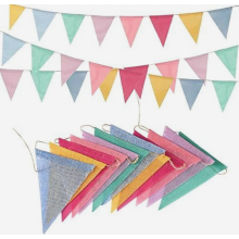 Juego de 4 banderines de tela pastel para exteriores, 16 m, resistente a la intemperie, para jardín, cumpleaños, escuela, habitación infanti
