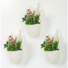 Boho Hanging Plant Baskets Set of 3, Wall Vases and Hanging Flower Pots for Indoor and Outdoor Use, Garden, Balcony, Win