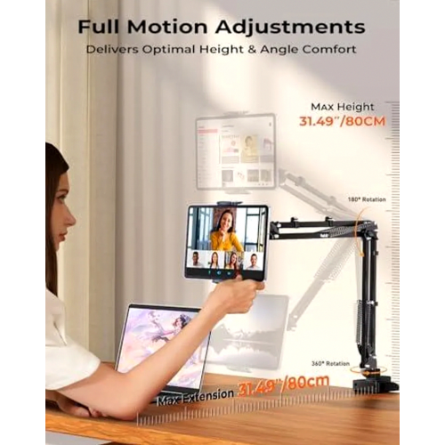 Support de tablette pour lit, base à 360 avec bras long flexible et réglable pour table, compatible avec iPad Pro, iPhone, iPhone, etc. 2
