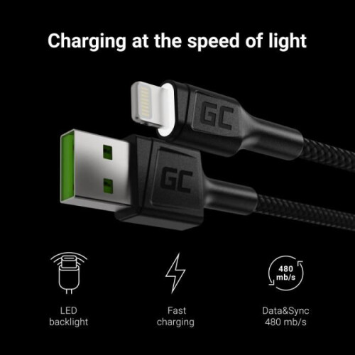 Green Cell KABGC05 lightning cable 1.2 m Black 1