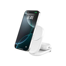 Belkin WIZ039KQWH magneettinen taitettava tuki Qi2 25 W valkoinen mobiililaitteiden laturi