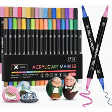 Acrylfarbstifte, 36 Farben, Doppelspitzenmarker, wasserfest für Steine, Grußkarten, Holz, Glas, Keramik und Bastelarbeiten