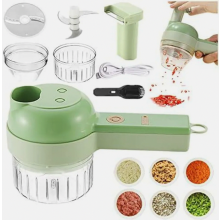 4-in-1 Elektrisches Gemüseschneide-Set, Multifunktions-Zerkleinerer, Küchenmixer, Universal-Zerkleinerer für Gemüse und Obst