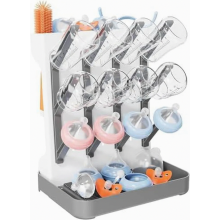 Flaschentrockenständer mit Abtropfschale, BPA-frei, platzsparend, für Flaschen, Sauger und Becher, stabiler Tischständer