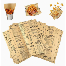 100 Blatt Pergamentpapier im Zeitungsformat, 25 x 25 cm, fettabweisend, zum Einwickeln von Sandwiches, Burgern, Käse und Pommes frites