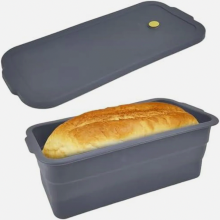 Zusammenklappbare Silikon-Kastenform mit Deckel, hitzebeständig, antihaftbeschichtet, ideal für selbstgebackenes Toastbrot, 32 x 14,5 x 11 c
