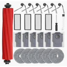 25-teiliges Ersatzteilset für Saugroboter, inklusive 1 Hauptbürste, 6 Staubbeutel, 4 Filter, 6 Wischpads