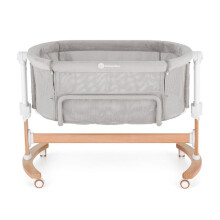 PETITE&MARS Babybett Glory 2-in-1 Co-Sleeping Wiege Wippstuhl Höhenverstellbar Matratze Rollen Faltbar Grau