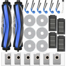 25-teiliges Ersatzteilset für Saugroboter, 2 Hauptbürsten, 6 Staubbeutel, 4 Filter, 6 Wischpads, 6 Seitenbürsten