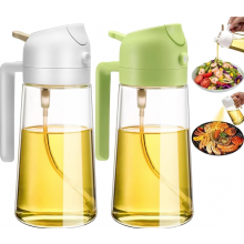 2-in-1 Ölspender und Sprüher, 2er-Pack, 473 ml Premium-Glas-Ölsprüher für die Küche, lebensmittelechte Olivenöl-Sprühflasche