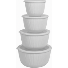 4er-Set Salatschüsseln mit Silikondeckeln, BPA-freie Kunststoff-Rührschüsseln, 3,5 l, 2,3 l, 1,35 l, 1,0 l, stapelbar, spülmaschinenfest