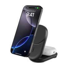 Base di Ricarica 2-in-1 per iPhone / AirPods Compatibile MagSafe Qi2 25W Pieghevole Belkin Nera