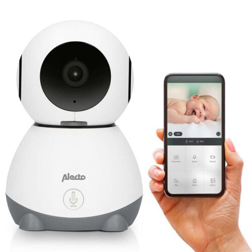 Alecto SMARTBABY10 - Babá eletrônica Wi-Fi com câmera - Branco/Cinza