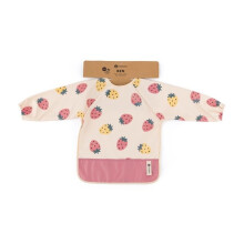 PETITE&MARS Babero de mangas largas BEN de 24 meses Fácil de limpiar - Impermeable - con bolsillo - Beige, Rosa