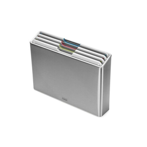 Joseph Joseph Ensemble de planches à découper - JOSEPH JOSEPH - Folio - 4 planches + boîtier inox - Anti-traces - Code couleur