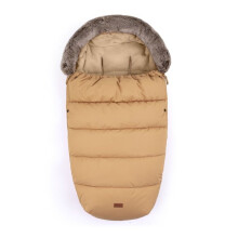 PETITE&MARS Sacco universale Comfy 4 in 1 Caramello Beige con pelliccia removibile, antivento e impermeabile per passeggino e navetta.