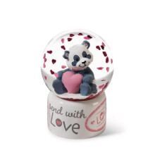 Bola de neve - NICI - Panda apaixonado Nici - Rosa/Branco - Forma redonda - Presente mágico de amor