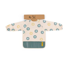 PETITE&MARS Babero de mangas largas BEN de 24 meses Fácil de limpiar - Impermeable - con bolsillo - Beige, Verde