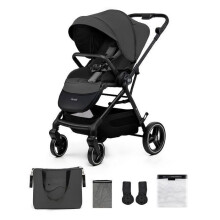 Carrito Kinderkraft YOXI hasta 27 kg, ruedas todoterreno, sistema de viaje, respaldo reclinable, accesorios incluidos, gris.
