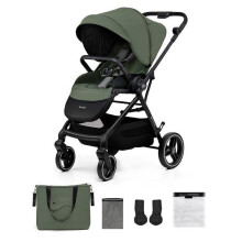 Carrito Kinderkraft YOXI hasta 27 kg ligero maniobrable plegado con una mano cesta 5 kg reposapiés ajustable verde