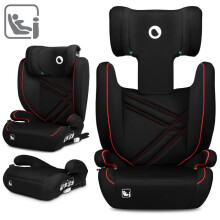 Seggiolino auto per bambini evolutivo LIONELO Hugo i-Size - ISOFIX - 100-150 cm - Gruppo 2/3 - Poggiatesta regolabile in altezza - Nero-Rosso