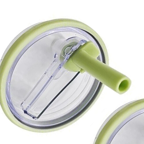 2x Deckel für große Becher mit Strohhalm und 1