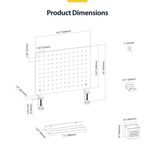 STARTECH Clamp-On Pegboard wit 1