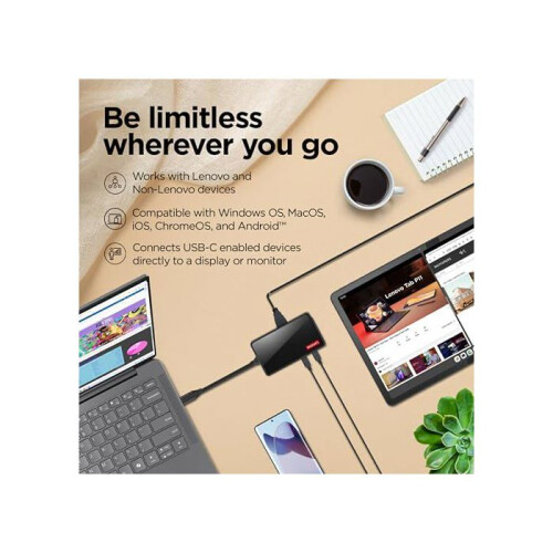 Lenovo 100 Ports USB-C Reise-Dock - Kunststoff - Laptops 2