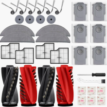 36-delige vervangingsaccessoirekit voor robotstofzuiger, bestaande uit 4 hoofdborstels, 4 filters, 4 halfronde dweilpads en 4 ronde borstels