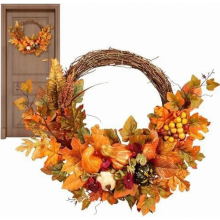 Herfstkrans voor de voordeur, pompoen Halloween deurdecoratie, kunstmatige oogstfeestdecoratie voor muur, tuin, enz.