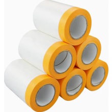 rollen afplaktape met folie, 55 cm x 20 m, transparante beschermfolie, gouden afplaktape, schilderstape