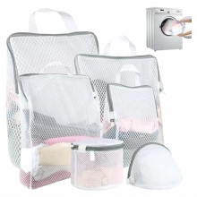 Set van 6 waszakken van mesh voor de wasmachine, 5 maten, met ritssluiting en handvatten, herbruikbare waszakken voor overhemden en jassen.