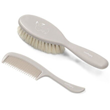 Kamm und Bürste für Babys mit weichen Haaren in Beige, Babyono