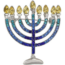 Spilla Menorah ebraica di cristallo scintillante Spilla candelabro con strass Pim Faraone vintage Faraone Faraone Collare sta