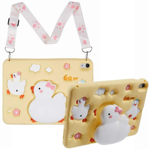 Compatible With iPad 10.9 (2022) Tablet Case 3D Duck Pattern Design Protective Cover with Shoulder Strap 1