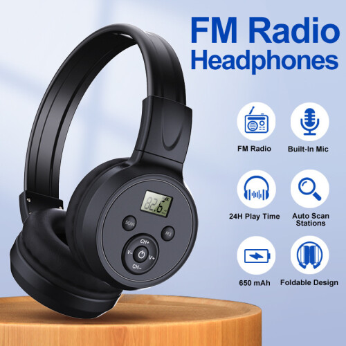 Πτυσσόμενα ακουστικά FM Radio με την καλύτερη λήψη, εύρος συχνοτήτων 50-108 1