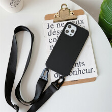 Étui en silicone pour iPhone 13 avec large dragonne amovible et cordon de protection