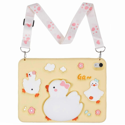 Compatible With iPad 10.9 (2022) Tablet Case 3D Duck Pattern Design Protective Cover with Shoulder Strap