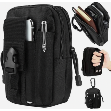 Taktische XL-Hüfttasche mit 6 Fächern, wasserabweisender Gürteltasche, Druckknopfverschluss, Karabinerhaken und Reißverschlussfächern