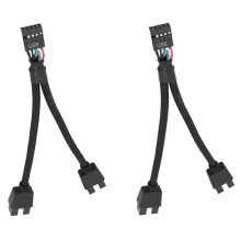 Lot de 2 câbles d'extension USB 2.0 9 broches vers double 9 broches pour carte mère d'ordinateur, câble audio HD noir