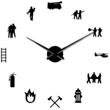 Orologio gigante fai da te a forma di pompiere, grande, del dipartimento dei vigili del fuoco, nero