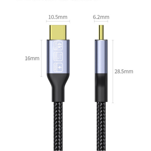 Καλώδιο USB-C 3.2 Gen 2x2 2M 100W PD Γρήγορη φόρτιση & 20Gbps δεδομένα - Συμβατό με iPho 1