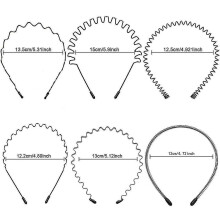 6 diademas metálicas para hombre y mujer, diademas elásticas antideslizantes unisex, diademas deportivas negras onduladas con