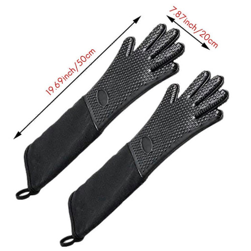 Extra Long Professional Silicone Oven MittFor Kitchen - Black 2
