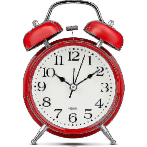 Analog Alarm Clock Extra Loud Twin Bells Retro White Silent 2